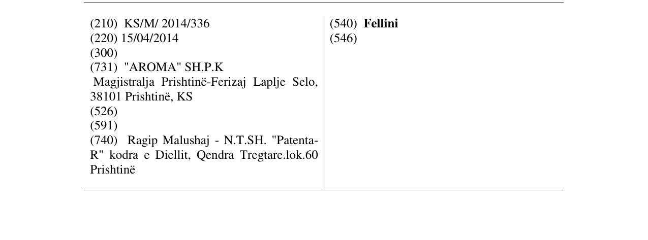 Zëri i markës Fellini në buletin