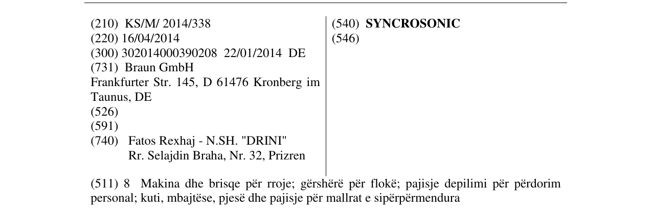 Zëri i markës SYNCROSONIC në buletin