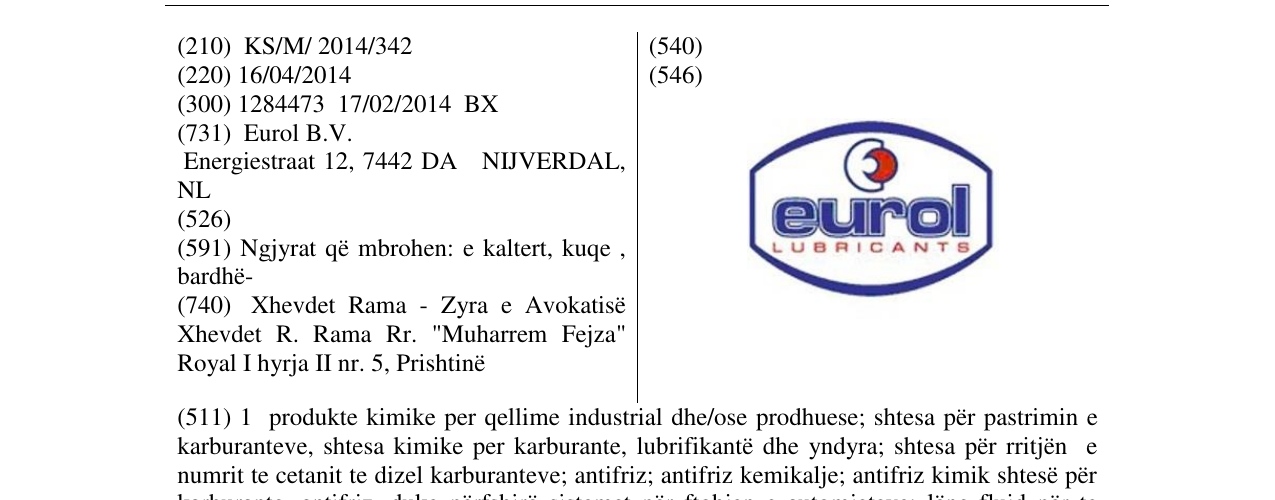 Zëri i markës eurol në buletin