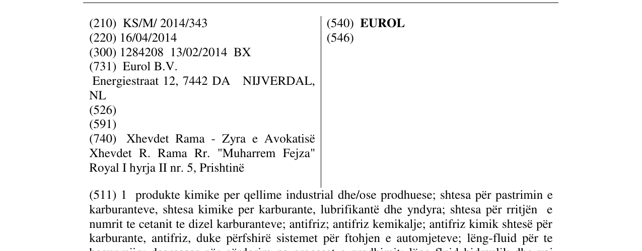 Zëri i markës EUROL në buletin