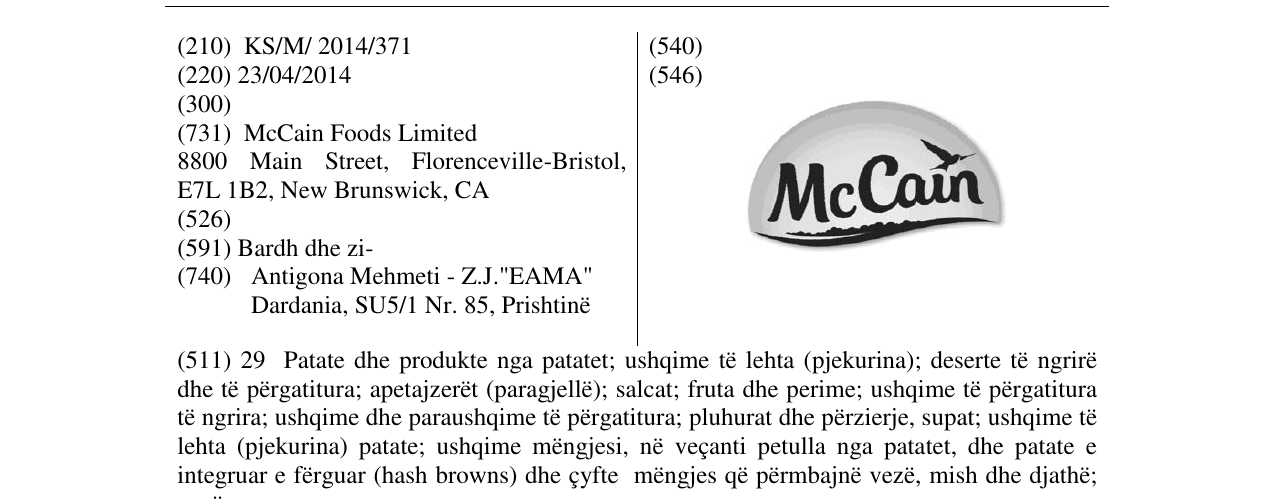 Zëri i markës McCain në buletin
