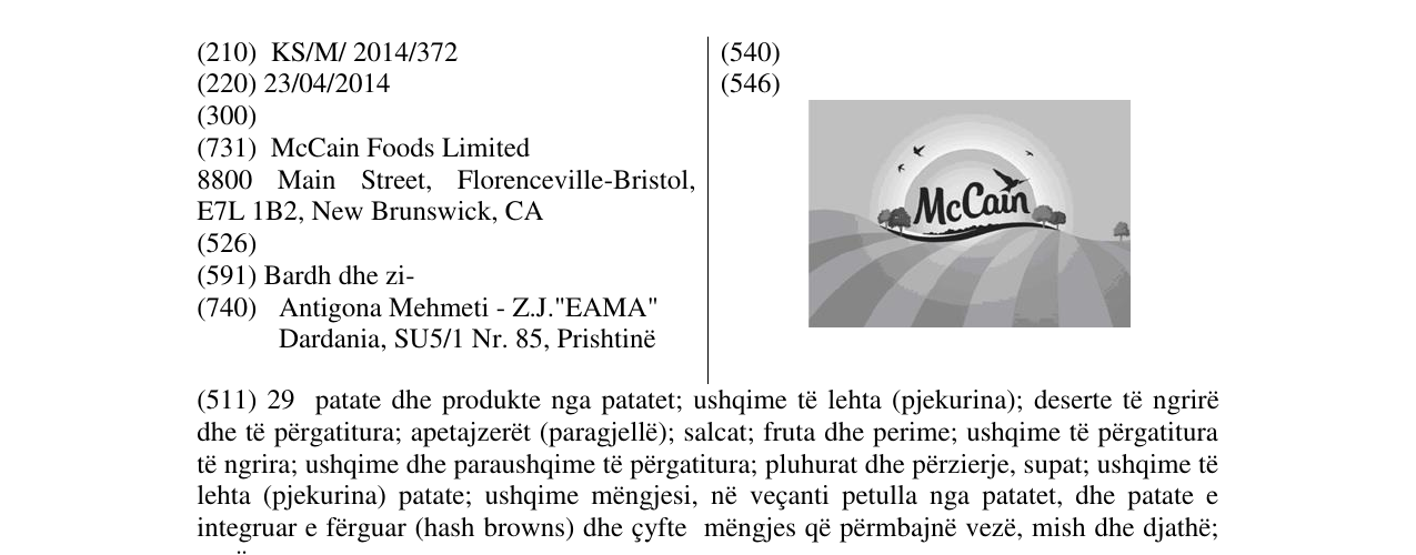 Zëri i markës McCain në buletin