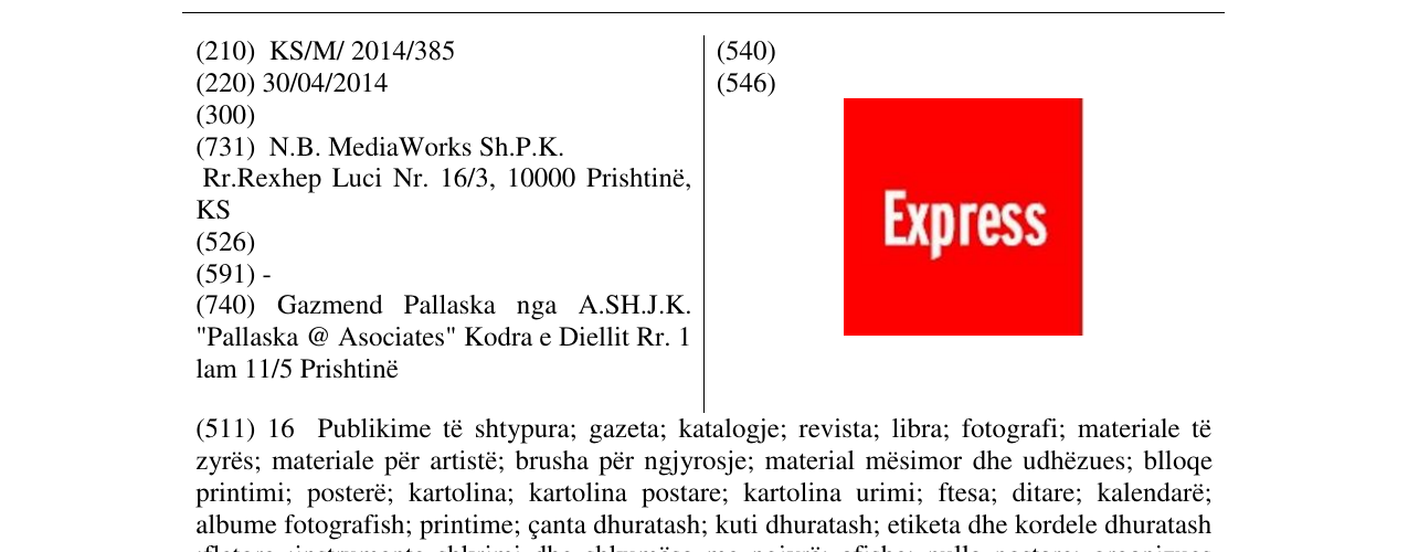 Zëri i markës Express në buletin