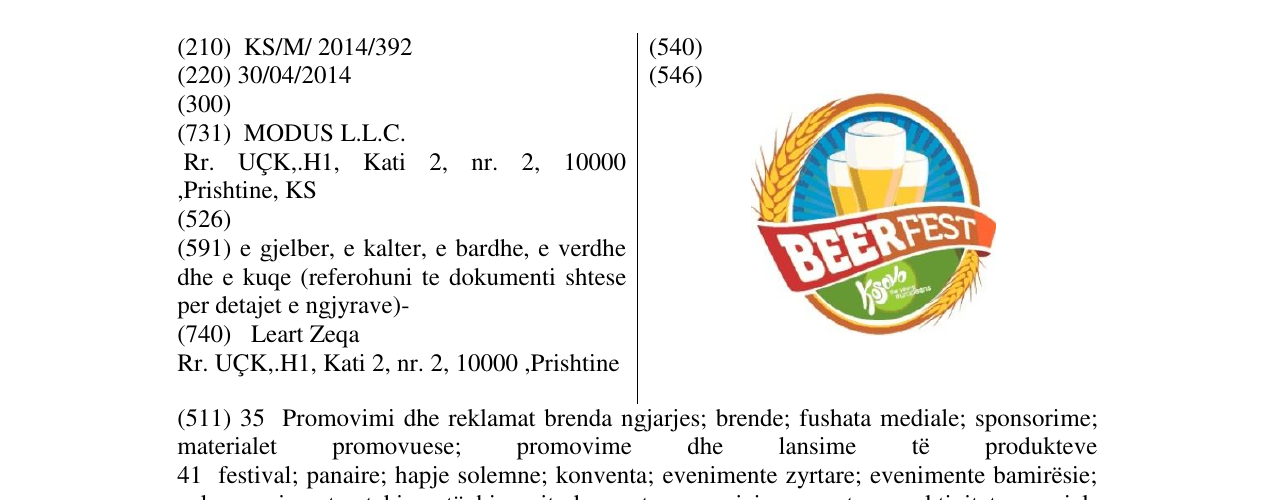 Zëri i markës BEERFEST në buletin