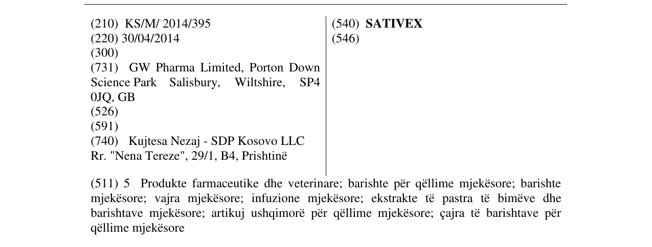 Zëri i markës SATIVEX në buletin