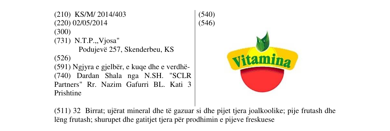 Zëri i markës Vitamina në buletin