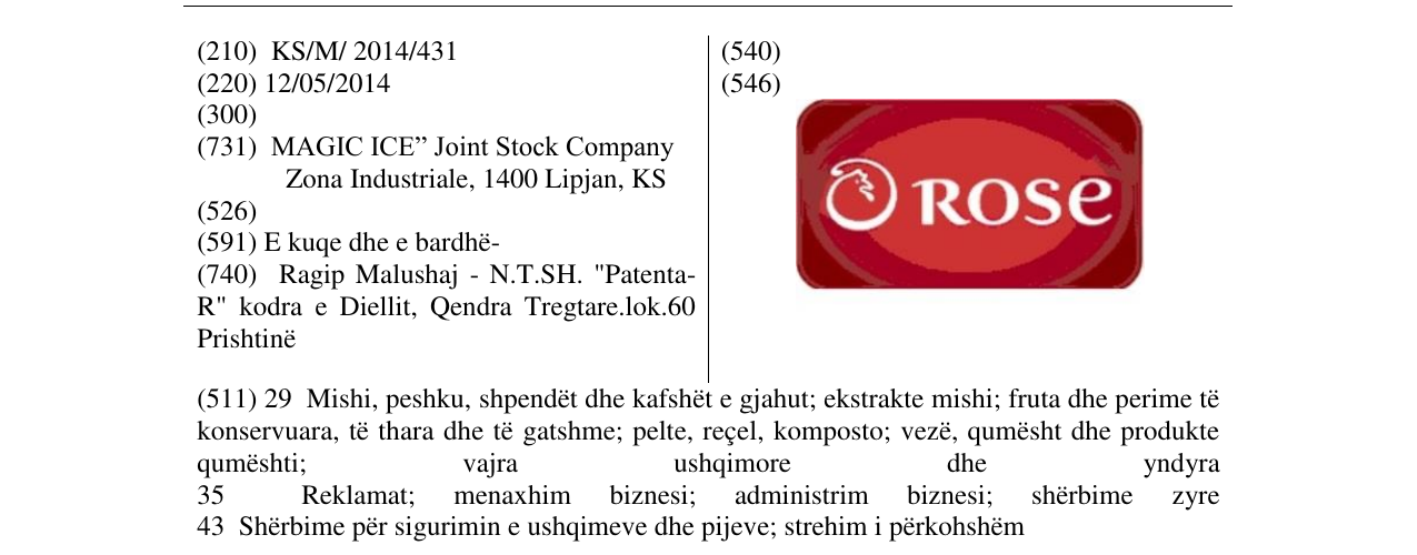 Zëri i markës ROSe në buletin