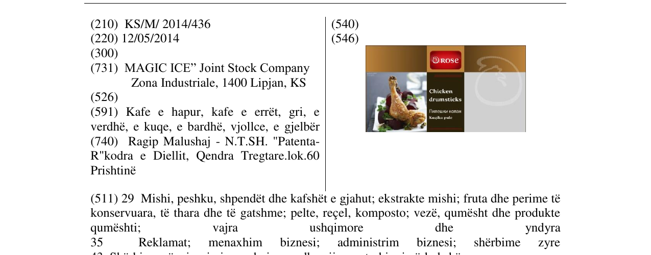 Zëri i markës Rose në buletin