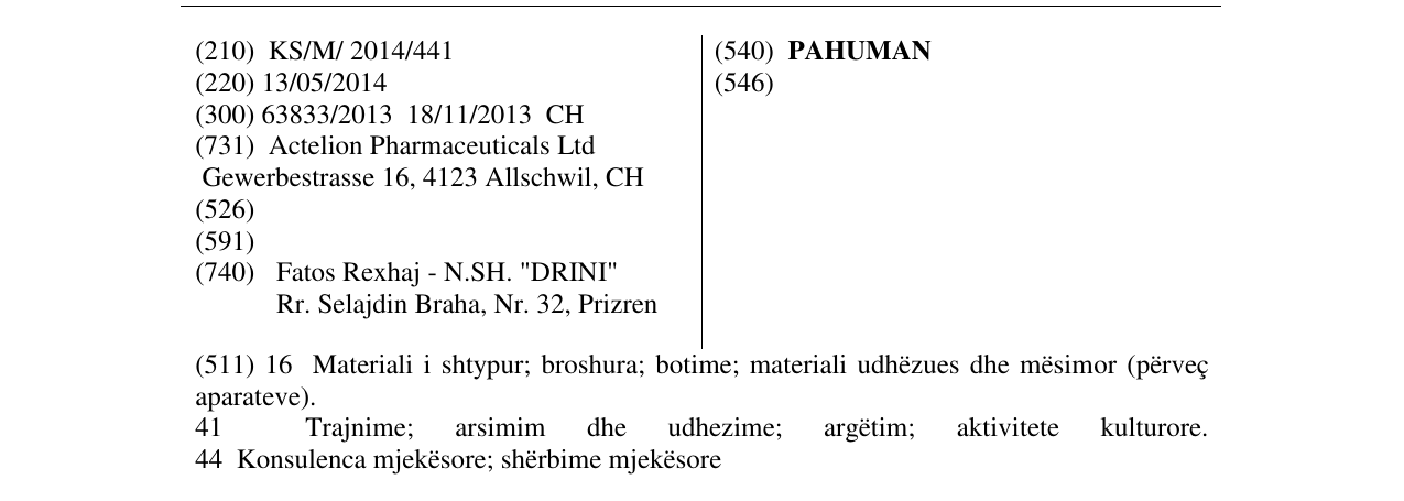 Zëri i markës PAHUMAN në buletin