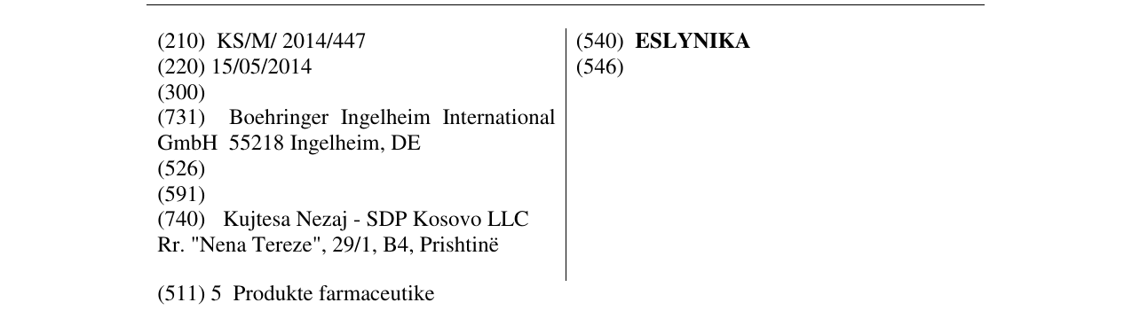 Zëri i markës ESLYNIKA në buletin