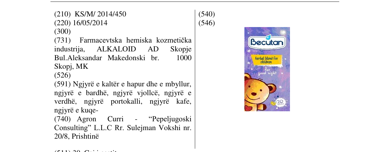 Zëri i markës Becutan në buletin