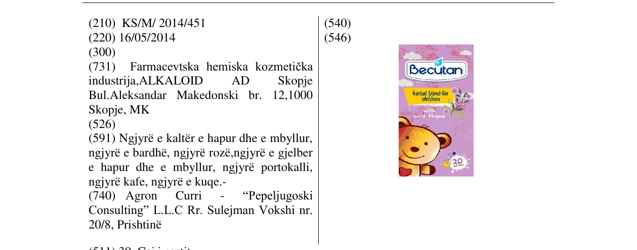 Zëri i markës Becutan në buletin
