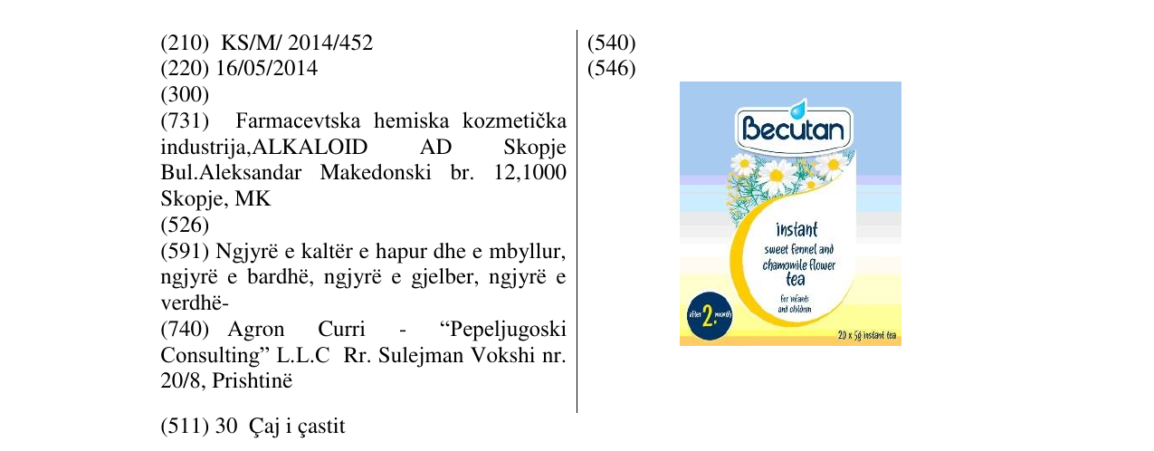 Zëri i markës Becutan në buletin