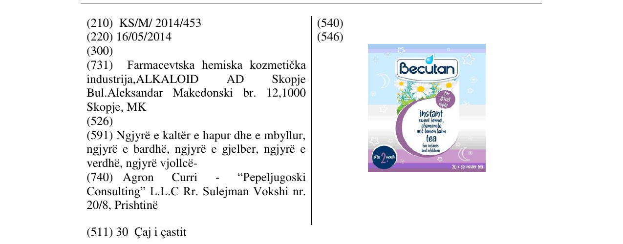 Zëri i markës Becutan në buletin