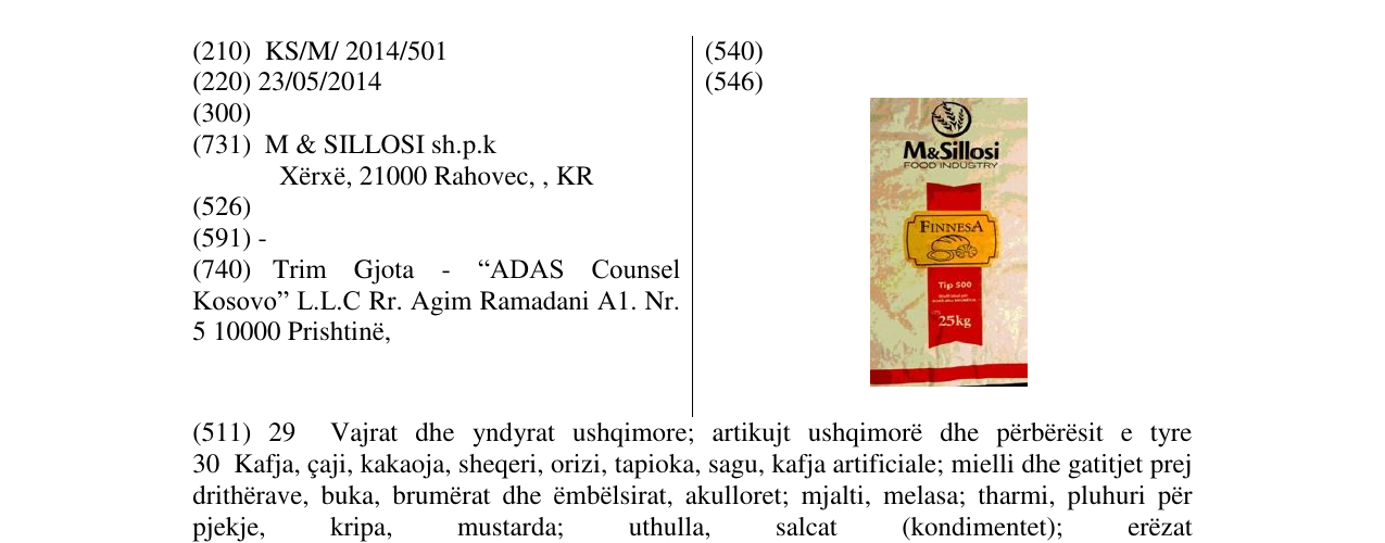 Zëri i markës M&Sillosi FINNESA në buletin