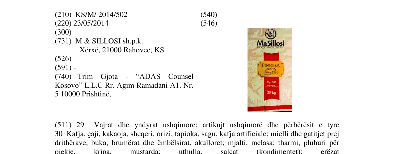 Zëri i markës M&Sillosi FINNESA në buletin