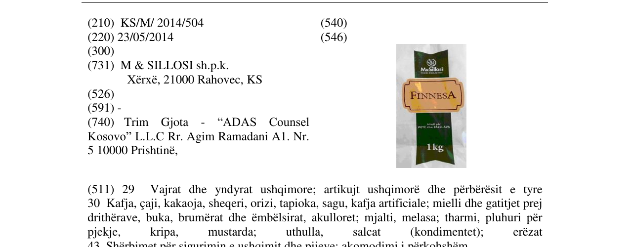 Zëri i markës FINNESA Miell për PETË dhe BAKLLAVA në buletin