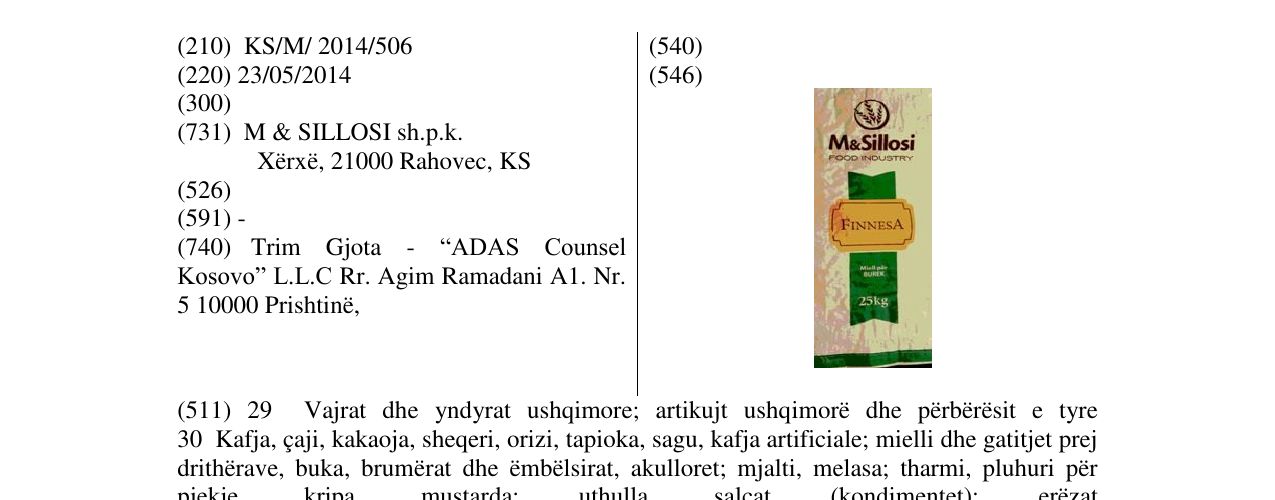 Zëri i markës FINNESA Miell per BUREK në buletin