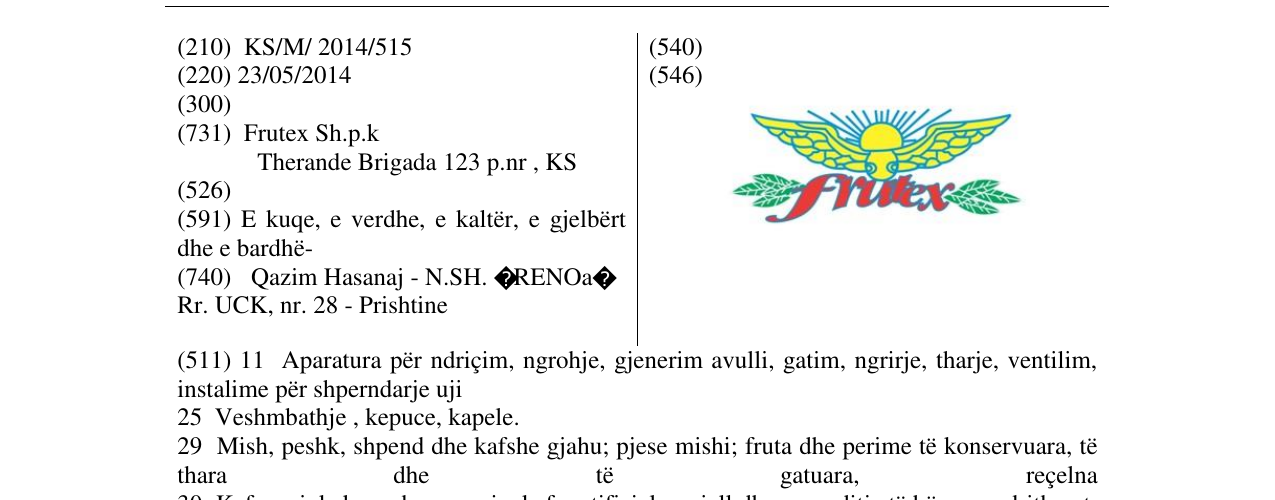 Zëri i markës frutex në buletin