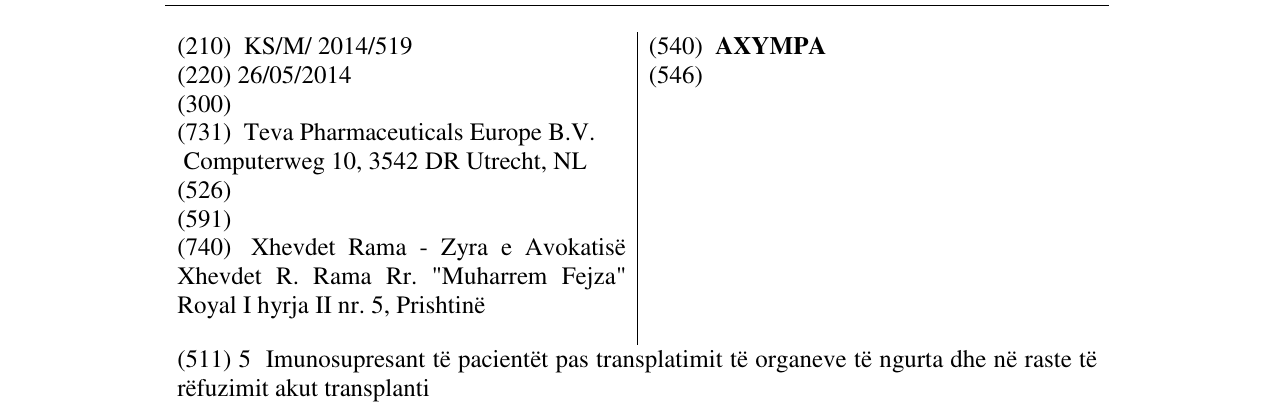 Zëri i markës AXYMPA në buletin