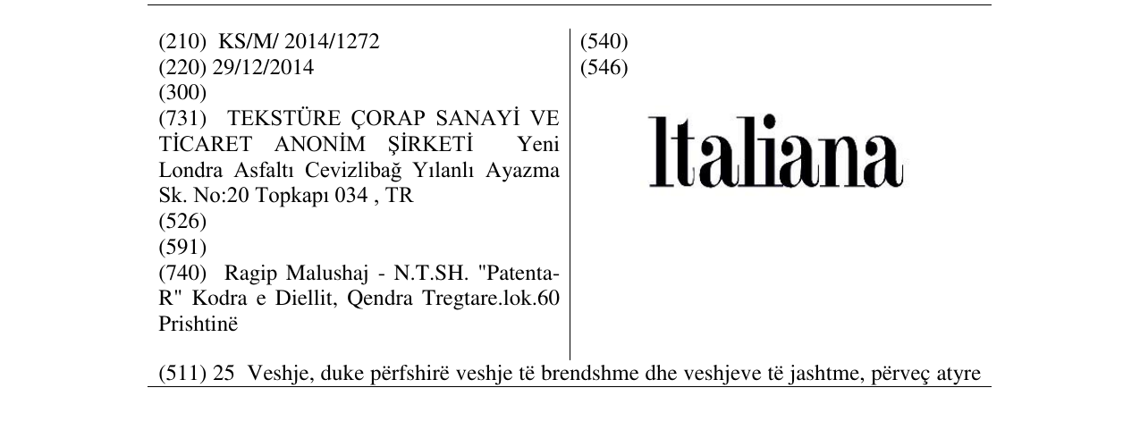 Zëri i markës Italiana në buletin