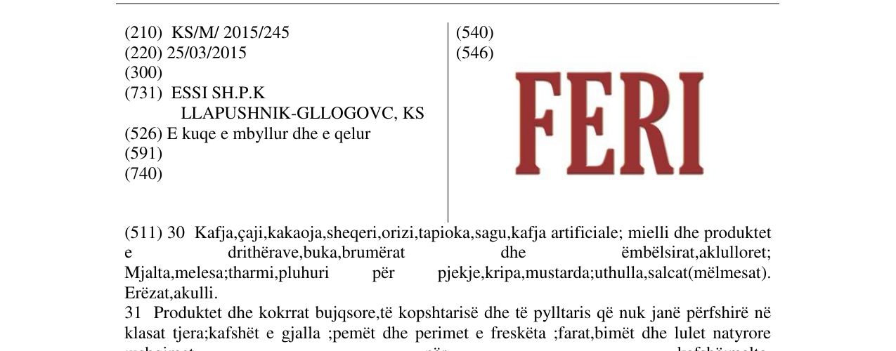 Zëri i markës FERI në buletin