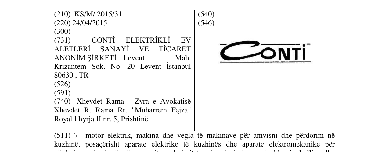 Zëri i markës CONTI në buletin