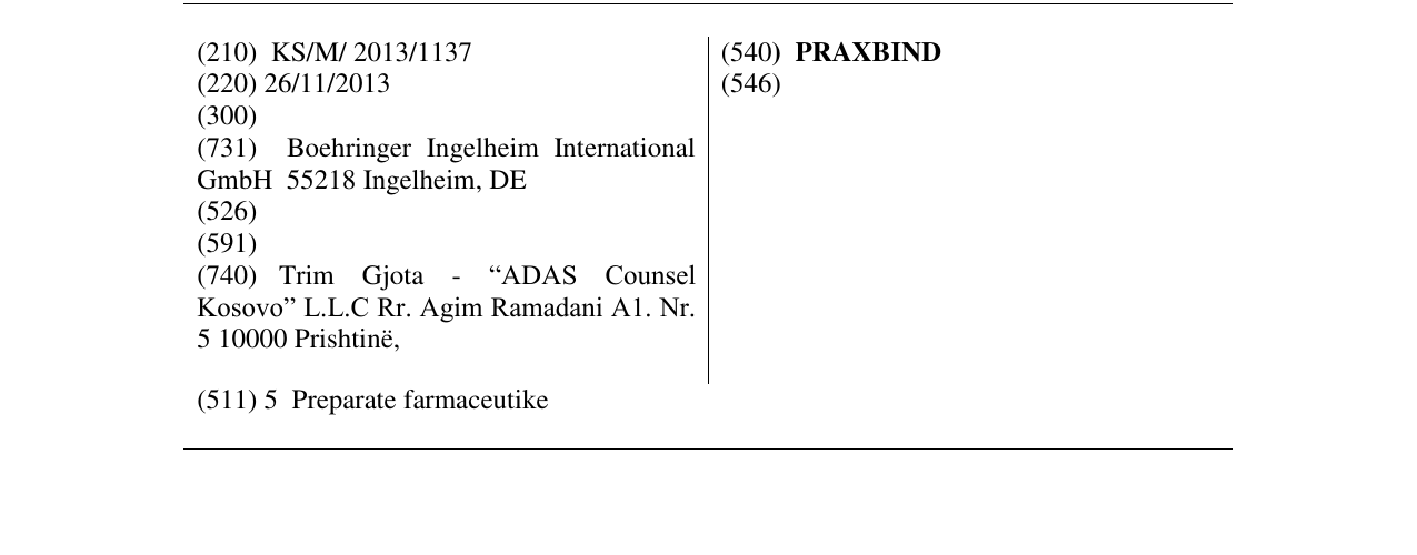 Zëri i markës PRAXBIND në buletin