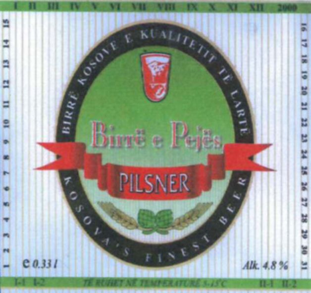Paraqitja e markës Birre e Pejes PILSNER