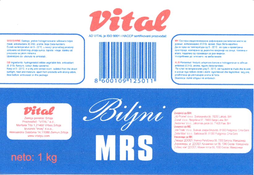 Paraqitja e markës Vital Biljni MRS