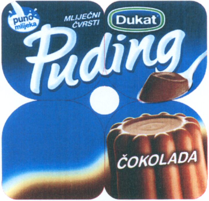 Paraqitja e markës Dukat Puding COKOLADA puno mlijeka MLIJECNI CVRSTI