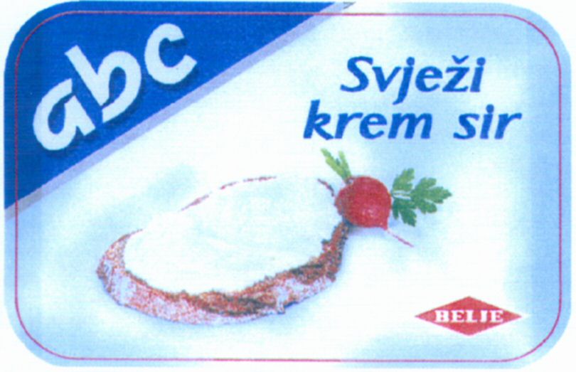 Paraqitja e markës abc Svjezi krem sir BELIE