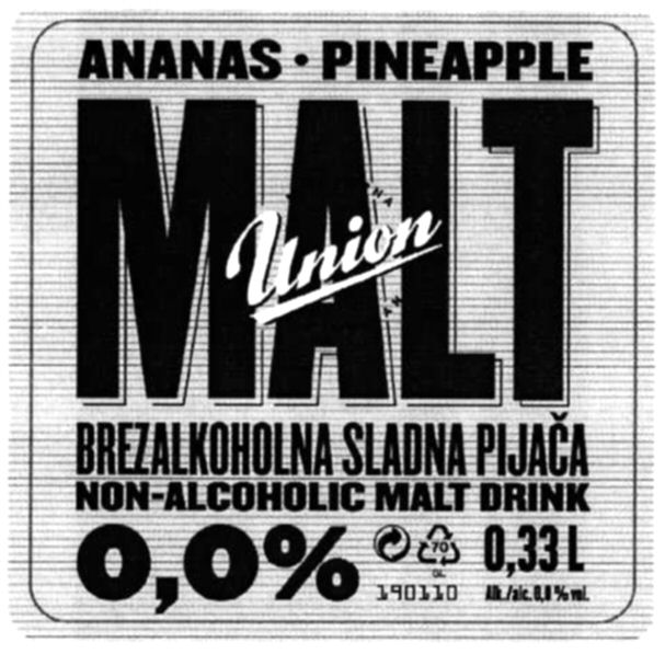 Paraqitja e markës Union MALT ANANAS PINEAPPLE