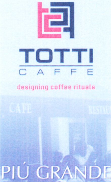 Paraqitja e markës TOTTI CAFFE designing coffee rituals PIÚ GRANDE