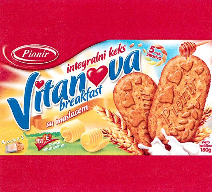 Paraqitja e markës Pionir Vitanova breakfast sa maslacem