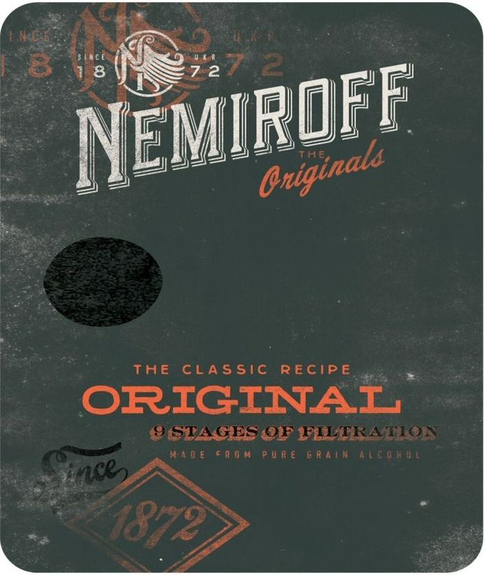 Paraqitja e markës SINCE 1872 NEMIROFF THE Originals THE CLASSIC RECIPE ORIGINAL 9 STAGES OF FILTRATION