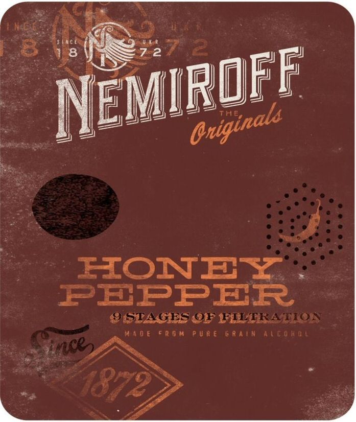Paraqitja e markës SINCE 1872 NEMIROFF THE Originals HONEY PEPPER 9 STAGES OF FILTRATION