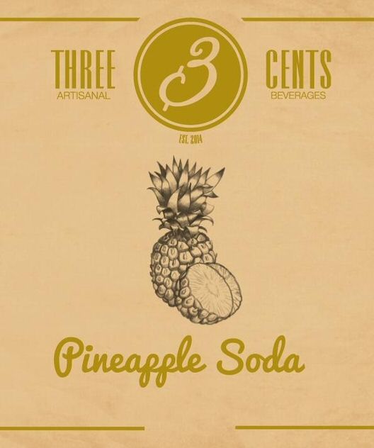 Paraqitja e markës 3 THREE CENTS ARTISANAL BEVERAGES EST. 2014 Pineapple Soda