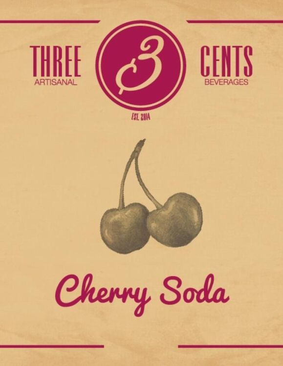 Paraqitja e markës 3 THREE CENTS ARTISANAL BEVERAGES EST. 2014 Cherry Soda