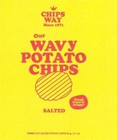 Paraqitja e markës CHIPS WAY Since 1971 Our WAVY POTATO CHIPS SALTED