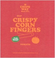 Paraqitja e markës CHIPS WAY Since 1971 Our CRISPY CORN FINGERS TOMATO