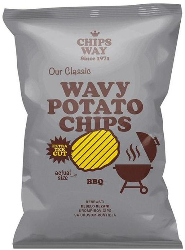Paraqitja e markës CHIPS WAY Since 1971 WAVY POTATO CHIPS BBQ