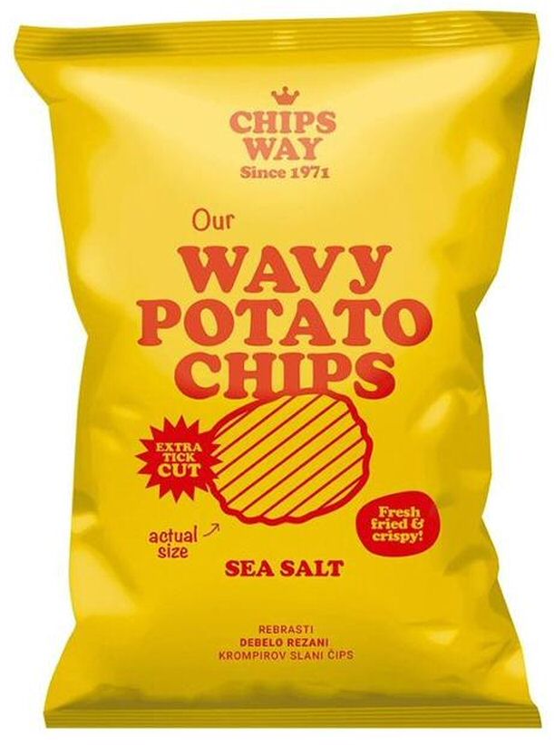 Paraqitja e markës CHIPS WAY Since 1971 WAVY POTATO CHIPS SEA SALT
