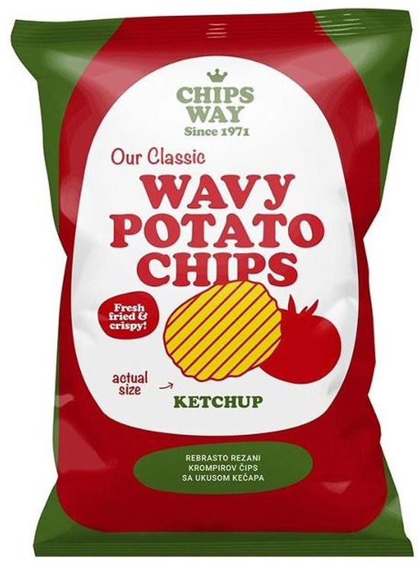 Paraqitja e markës CHIPS WAY Since 1971 WAVY POTATO CHIPS KETCHUP