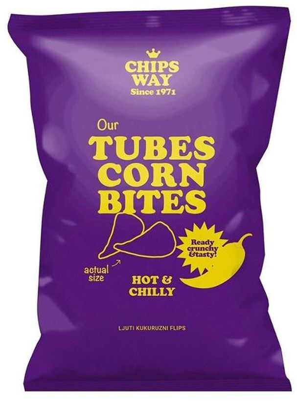 Paraqitja e markës CHIPS WAY Since 1971 TUBES CORN BITES HOT & CHILLY