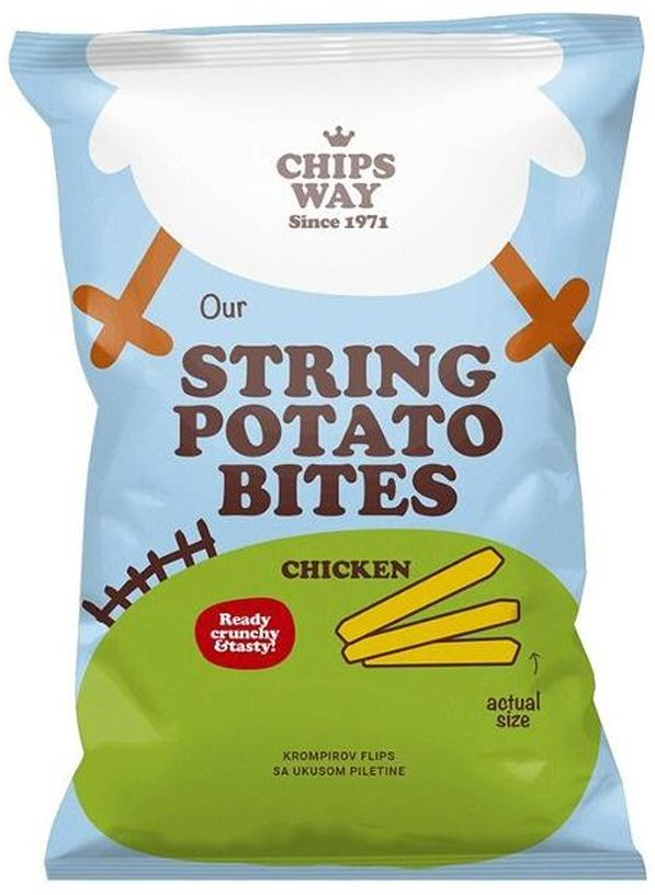 Paraqitja e markës CHIPS WAY Since 1971 Our STRING POTATO BITES CHICKEN
