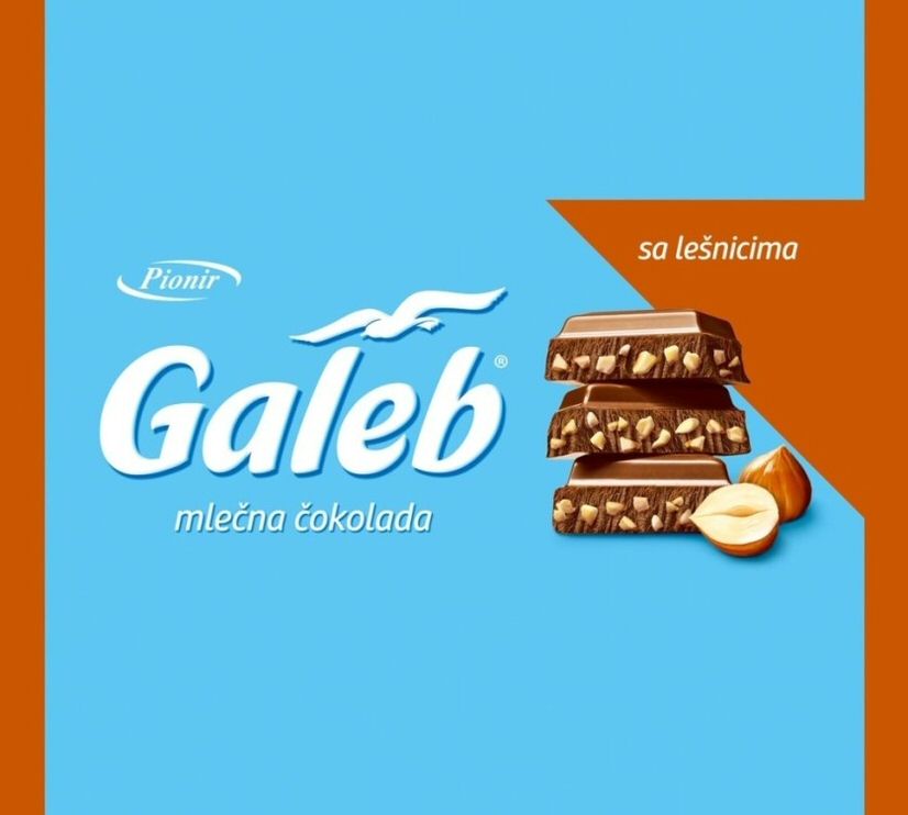 Paraqitja e markës Pionir Galeb mlečna čokolada sa lešnicima