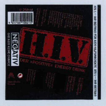 Paraqitja e markës H.I.V. DER "POSITIVE" ENERGY DRINK