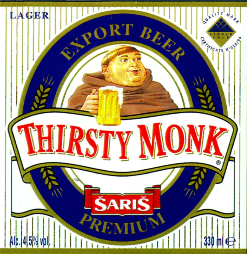 Paraqitja e markës THIRSTY MONK SARIS EXPORT BEER PREMIUM