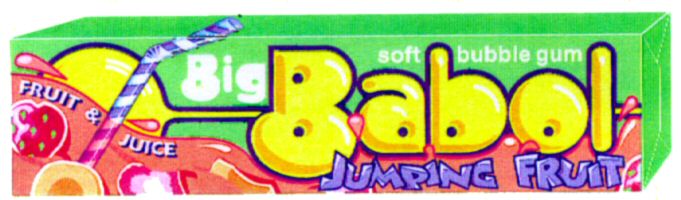 Paraqitja e markës soft bubble gum Big Babol JUMPING FRUIT